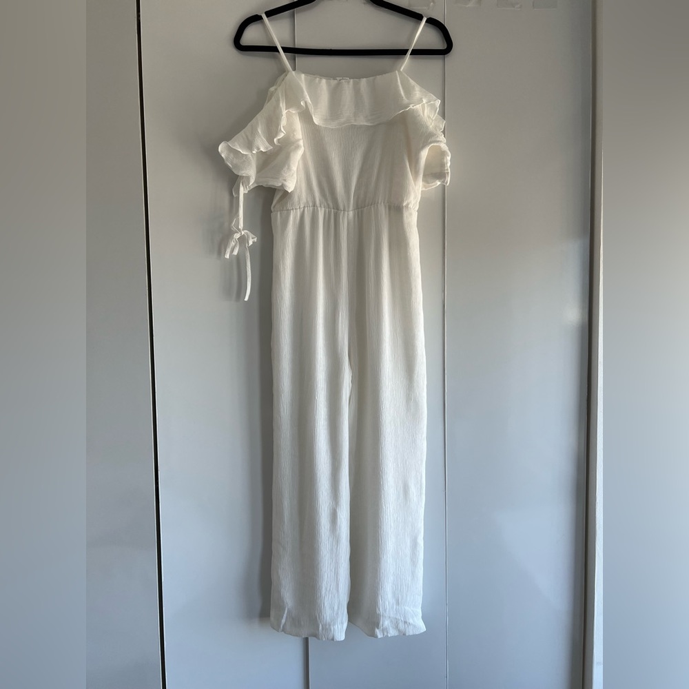 Club Monaco shirred off the shoulder jumpsuit
